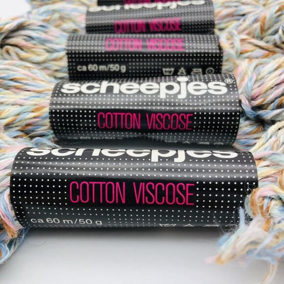 Scheepjes Yarn Lot of 5 Pastel Variegated Cotton Viscose Made in Holland New - Picture 5 of 5